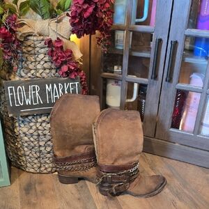 Freebird by Steven Dakota Tall Leather Boots Brown Distressed Womens Size 8